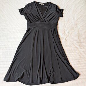 Evan Picone Little Black Dress short sleeve 12 EUC cummerbund waist